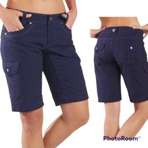 Kuhl Free Range Hiking Cargo Shorts 11” Inseam Blue Size 12 Mid Rise Soft Cotton